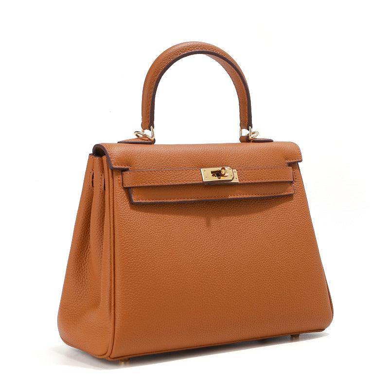 Women's High-grade First Layer Cowhide Kelly Underarm Shoulder Bags