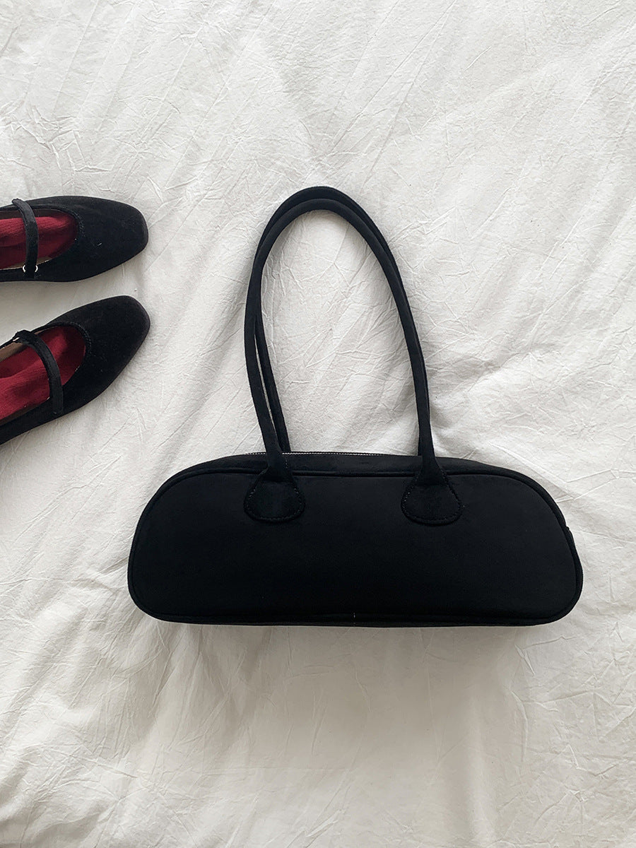 Women's Suede Baguette Fashion Arc Underarm Plush Shoulder Bags