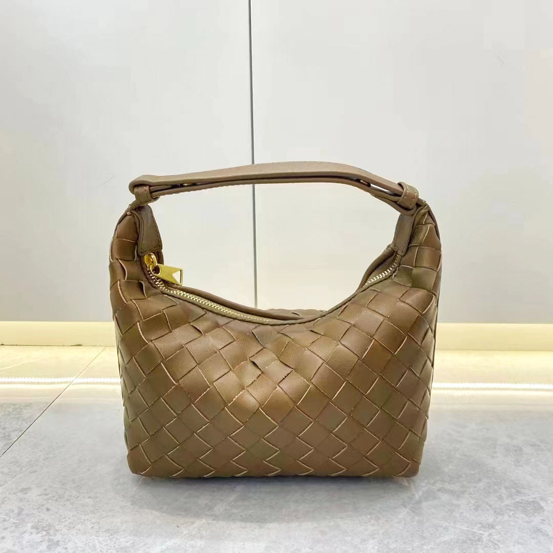 Women's Lunch Box Underarm Genuine Leather Woven Handbags