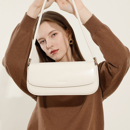 Women's Design Underarm Genuine Leather Baguette Crossbody Bags