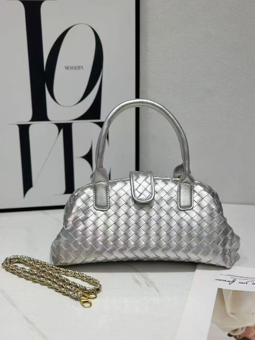 Women's Classic Retro Style Woven Bowling Simple Bags