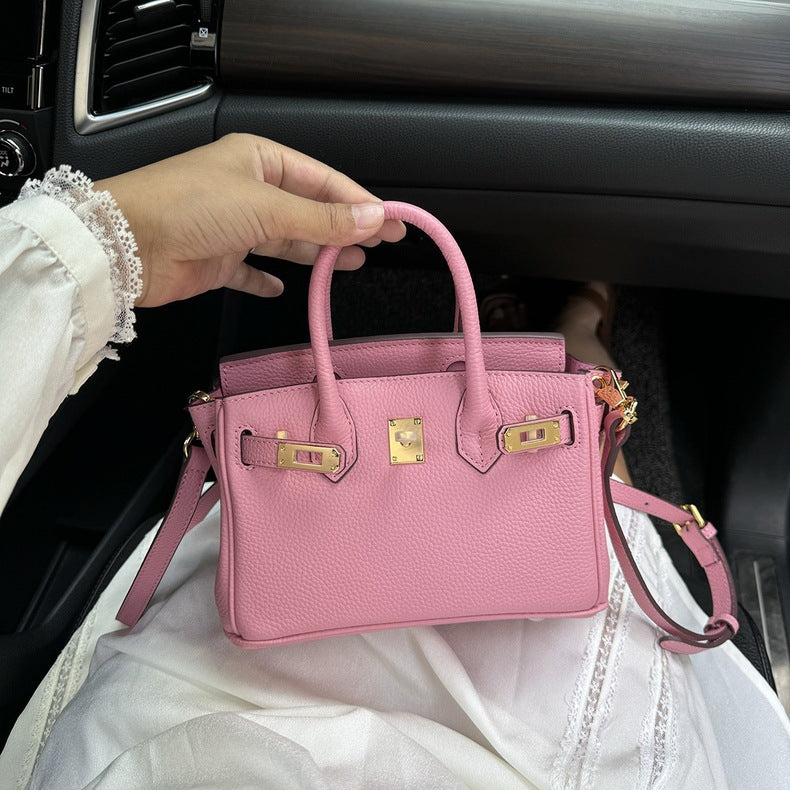 Women's Layer Cowhide Lychee Pattern Genuine Leather Handbags