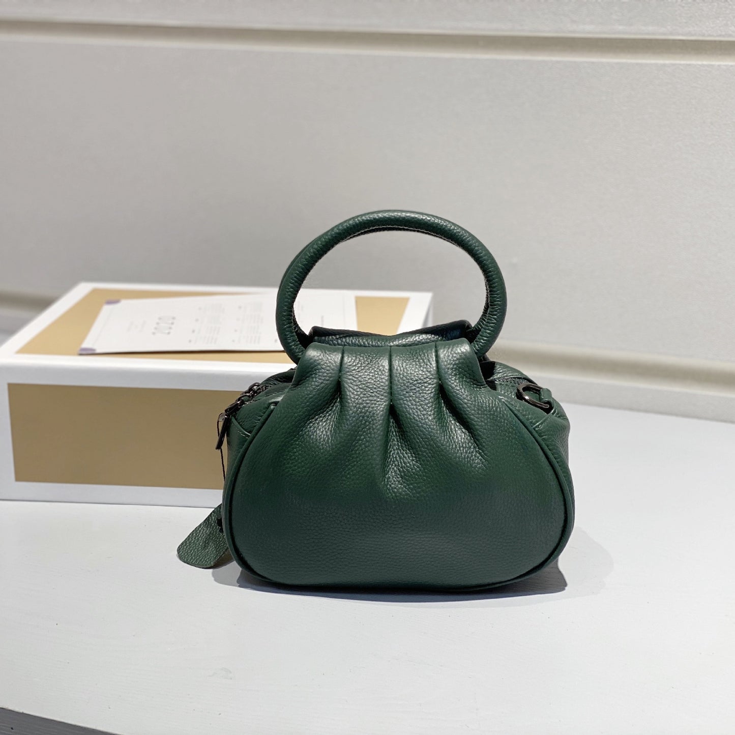 Women's Female First Layer Cowhide Leather Cloud Bags