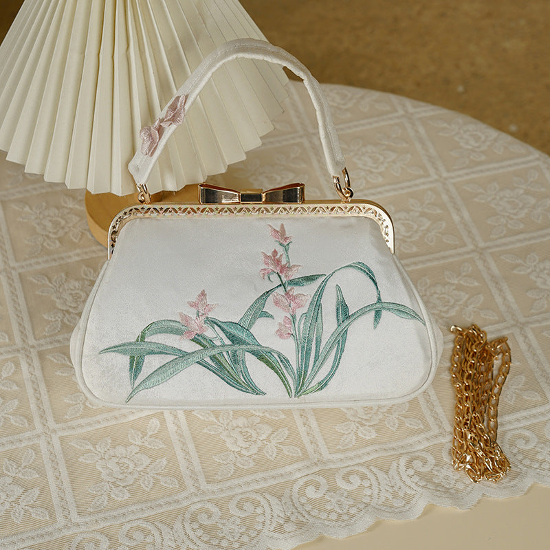 Trendy Embroidered Chinese Style Cheongsam Orchid Handbags