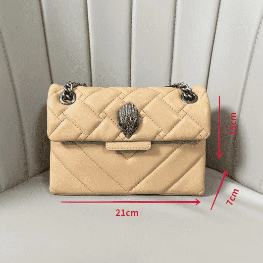 Eagle Head Sheepskin Bronze Chain Diamond Pattern Bags