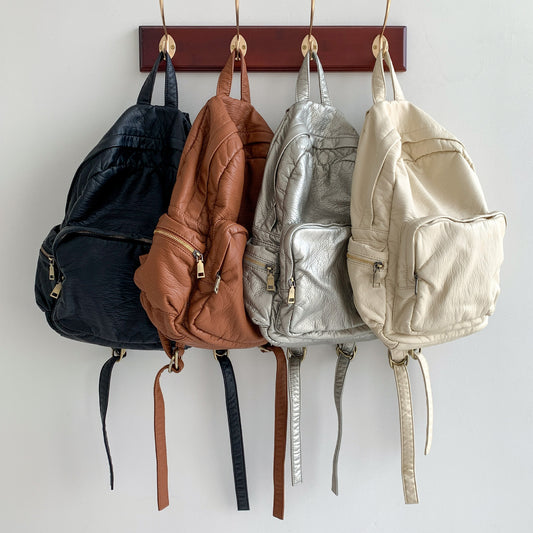 Women's Glamorous Washed Leather Style Niche Backpacks