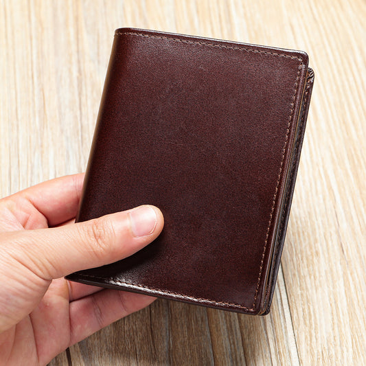 Men's Leather Thick Vertical Antimagnetic Large Capacity Men's Wallets