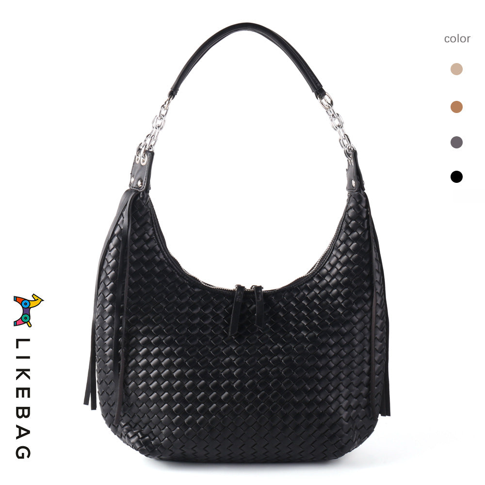 Women's Trendy Personality Tassel Chain Big Underarm Fashion Shoulder Bags