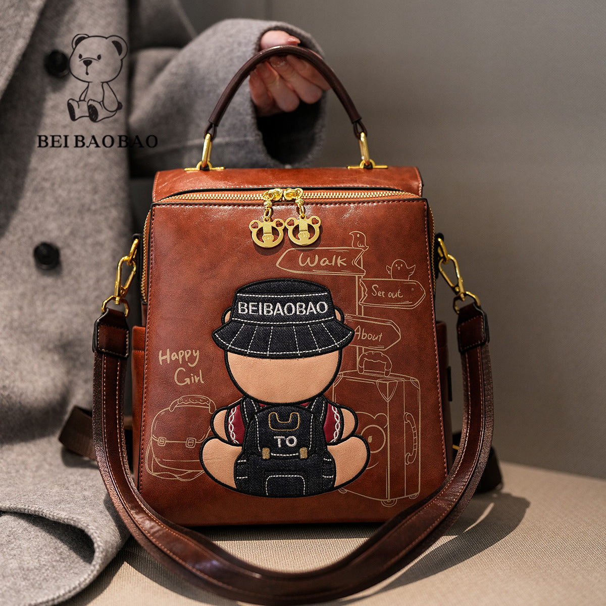 Source Retro Cartoon Popular College Style Backpacks