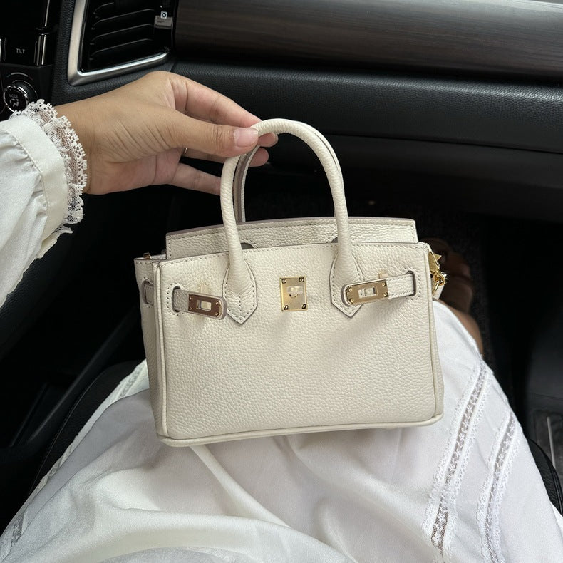 Women's Layer Cowhide Lychee Pattern Genuine Leather Handbags