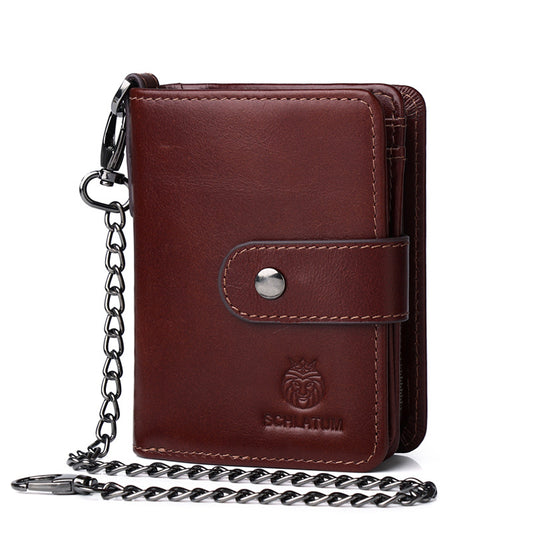 Men's Swiping Leather Multiple Slots Detachable Short Men's Wallets