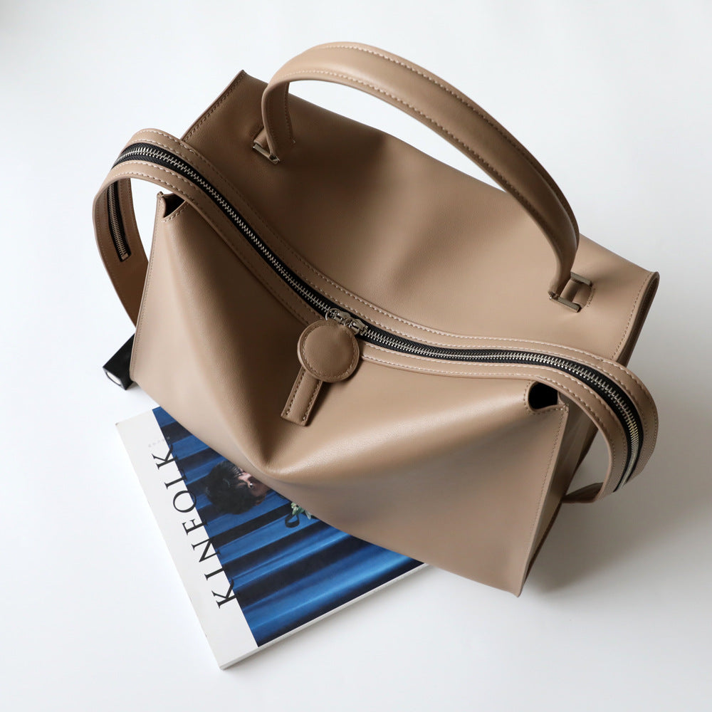 Design Big Zipper Fashion Solid Color Shoulder Bags