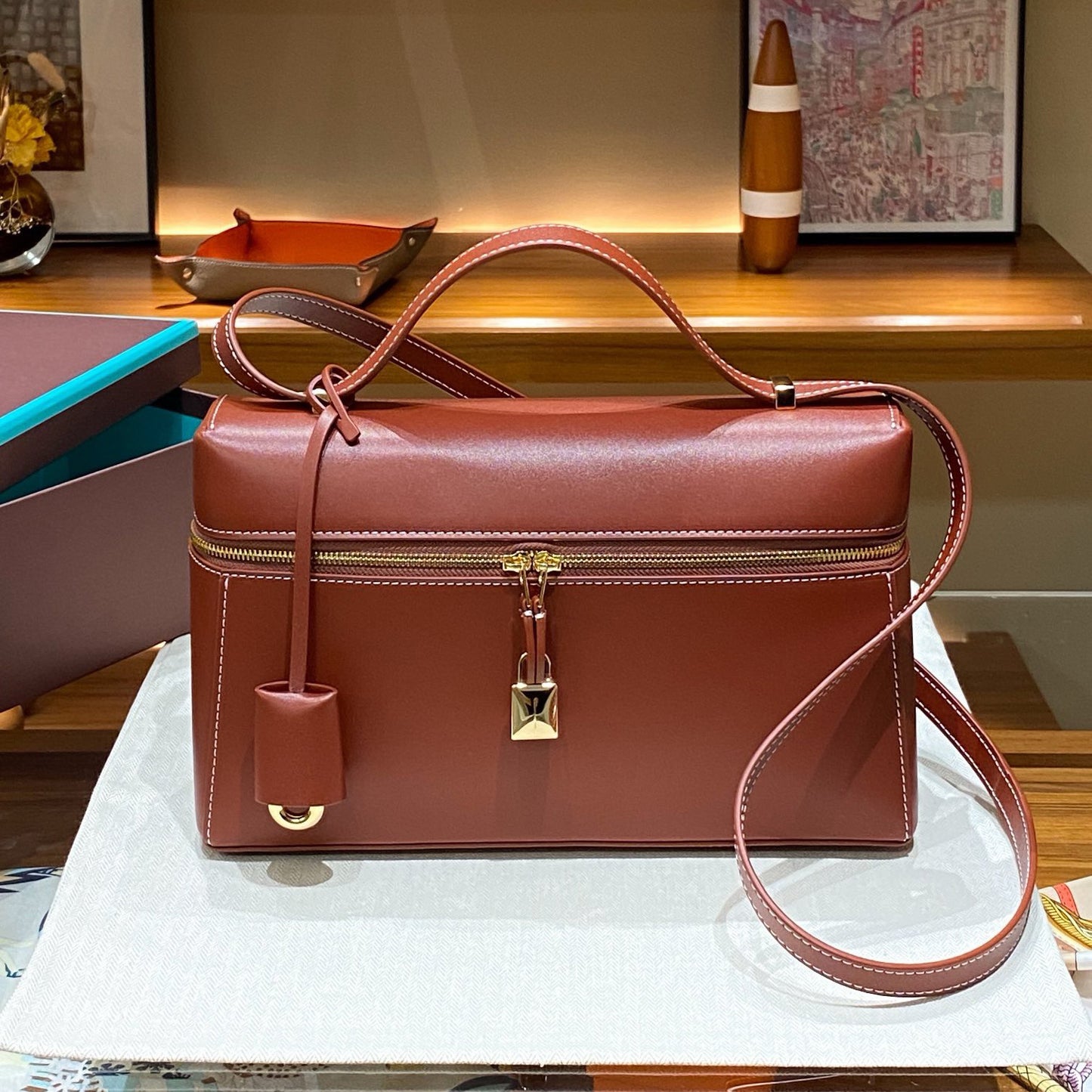 Women's Genuine Leather Lunch Box Large Clutch Armpit Bags