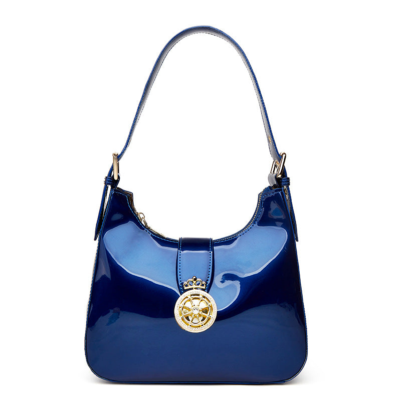 Women's Fashion Patent Leather Bright Surface Underarm Arm Bags