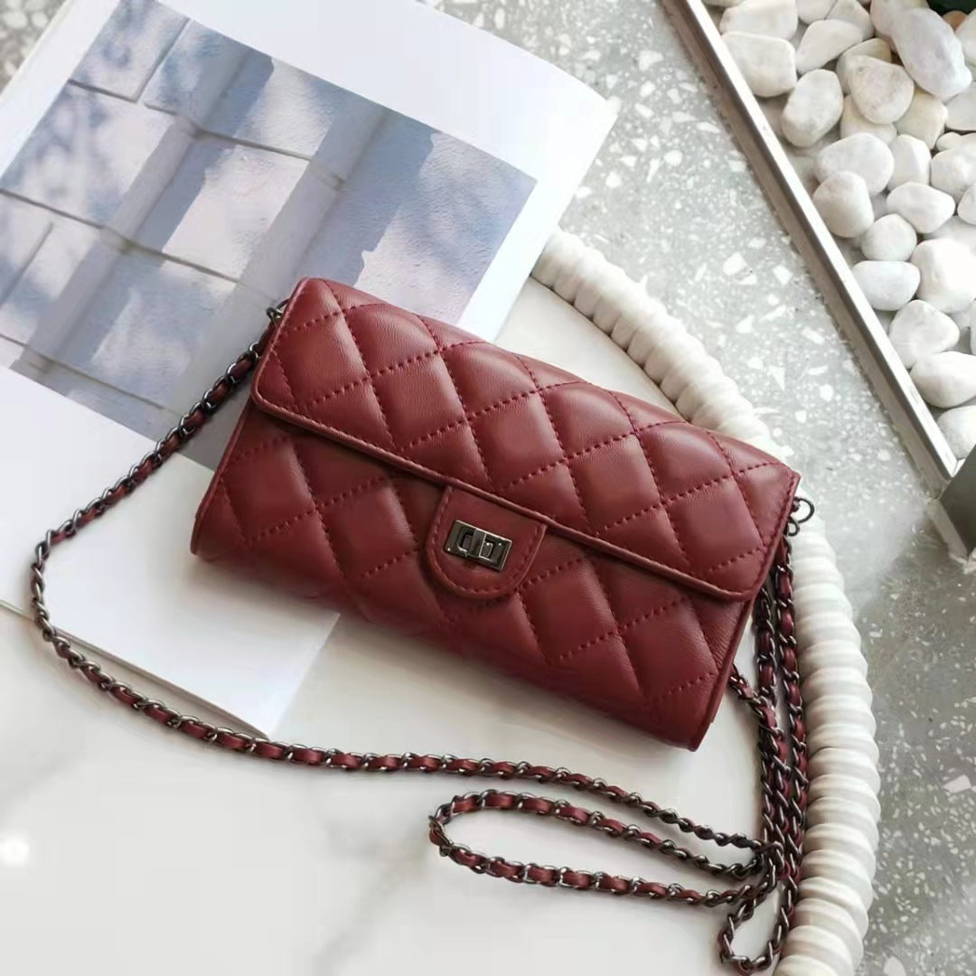 Unique Classy Cowhide Multiple Slots Zipper Handbags