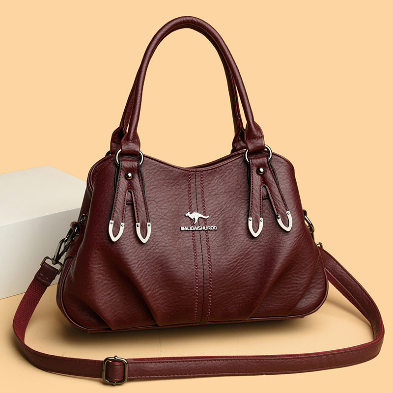 New Women's Luxury Soft Leather Solid Handbags
