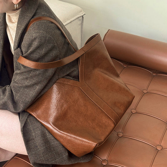 Women's Simple Korean Style Leather Large Capacity Crossbody Bags
