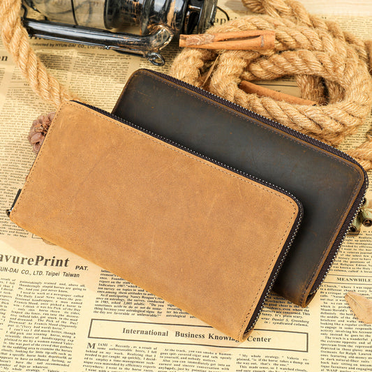 Men's High-grade First Layer Cowhide Clutch Long Men's Wallets