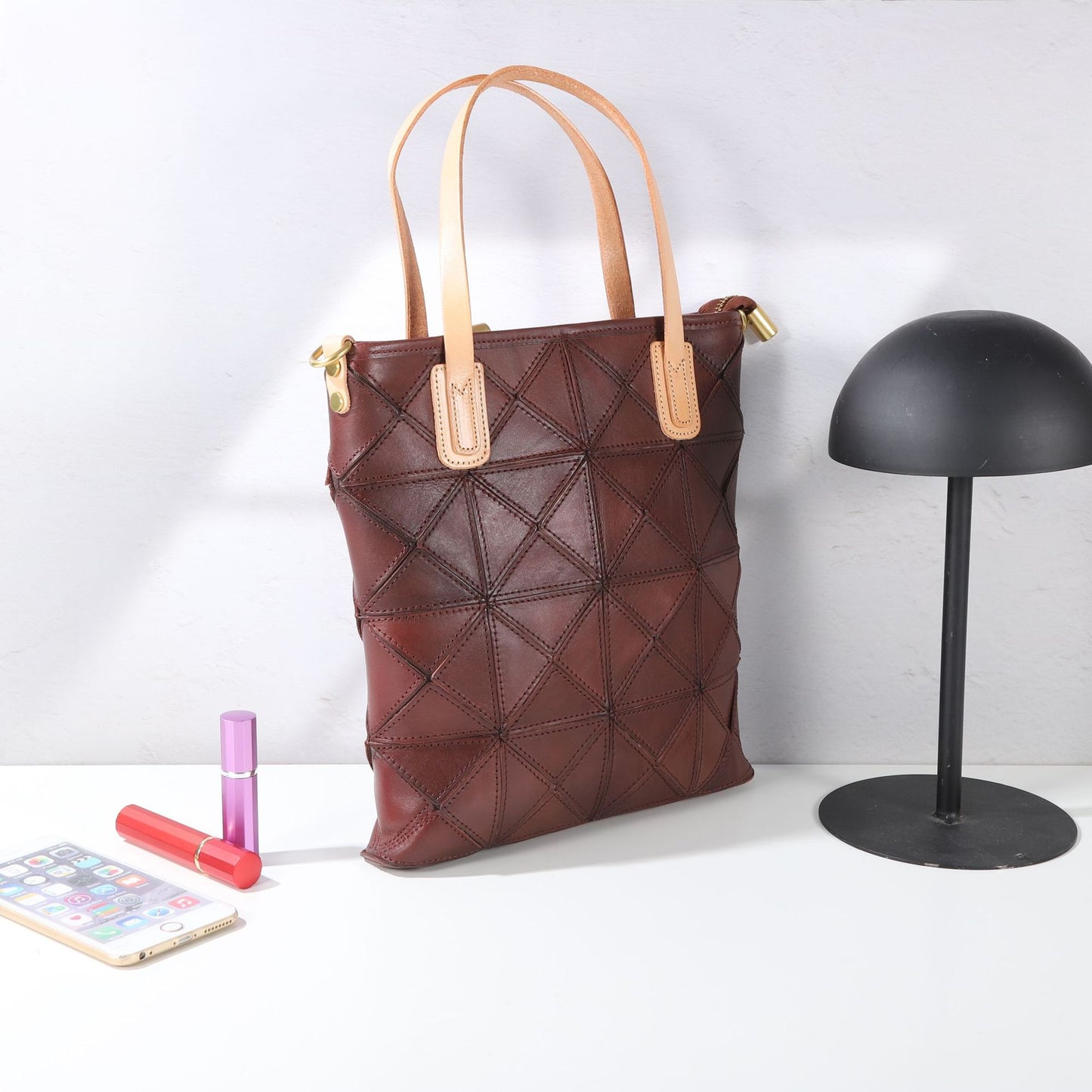 Women's Retro Top Layer Cowhide Splicing Style Shoulder Bags