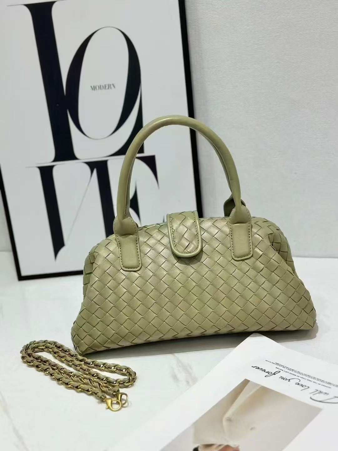 Women's Classic Retro Style Woven Bowling Simple Bags