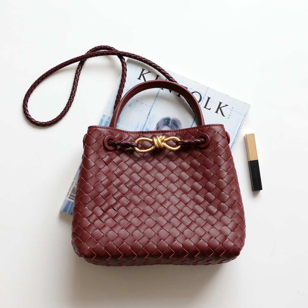 Women's Design Fashion Metal Knot Authentic Leather Bags