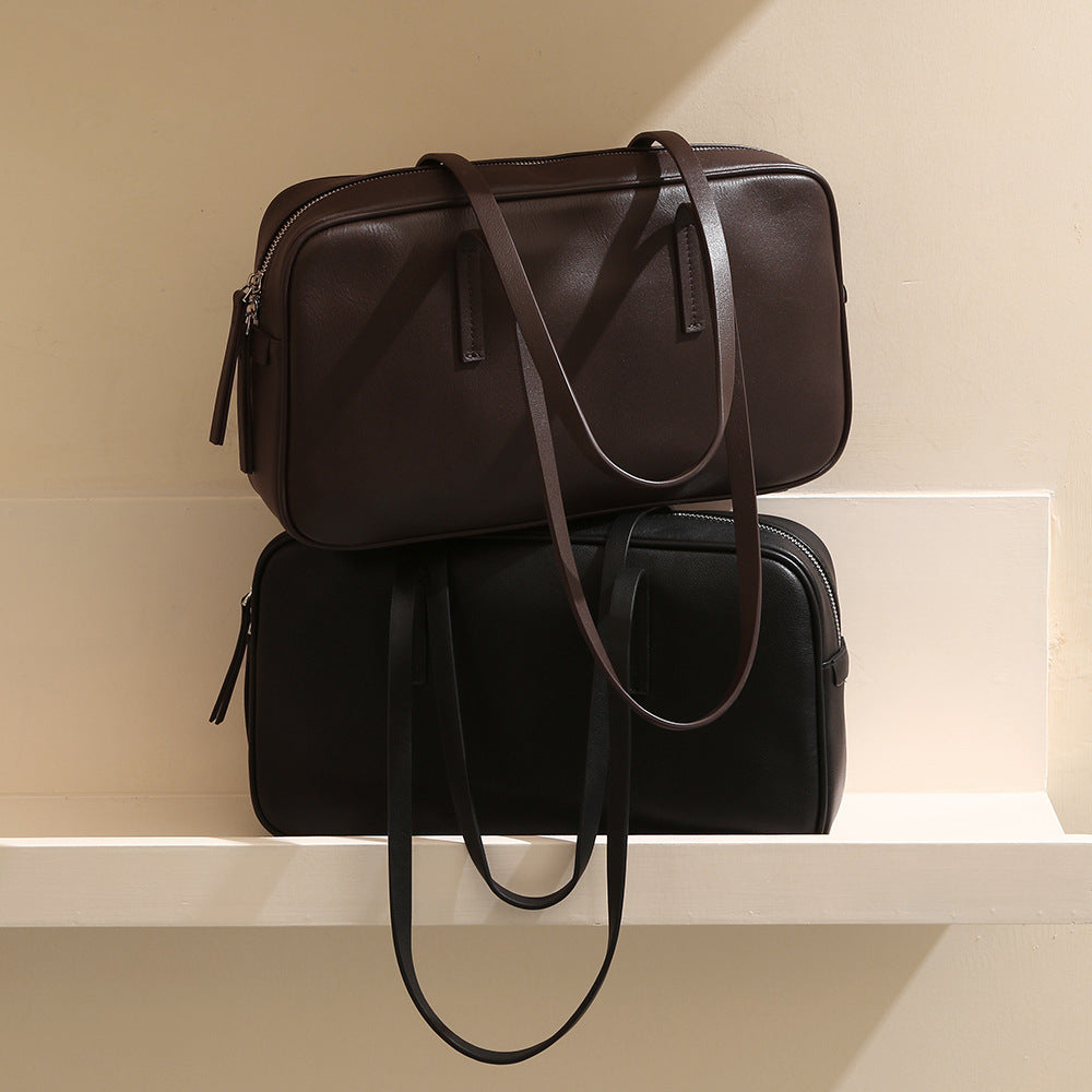 Top Layer Cowhide Make Capacity Boston Shoulder Bags