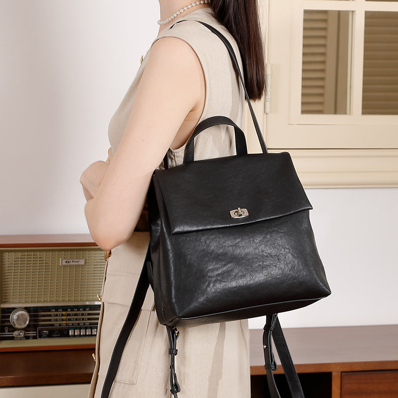 Women's Autumn Genuine Leather High Sense Backpacks