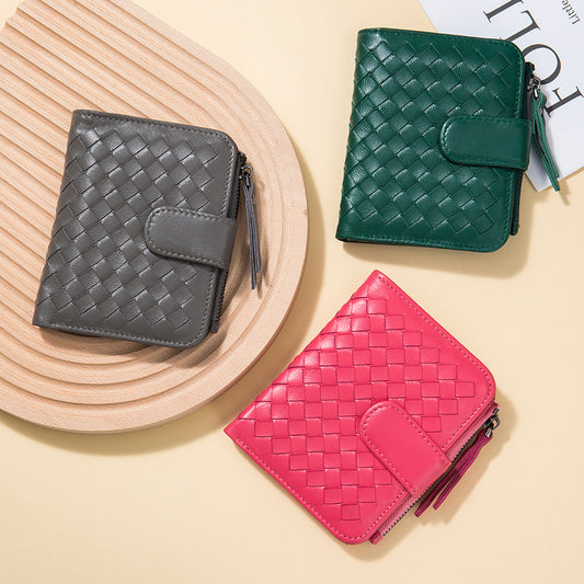 Women's Short Sheepskin Money Genuine Leather Classic Purses