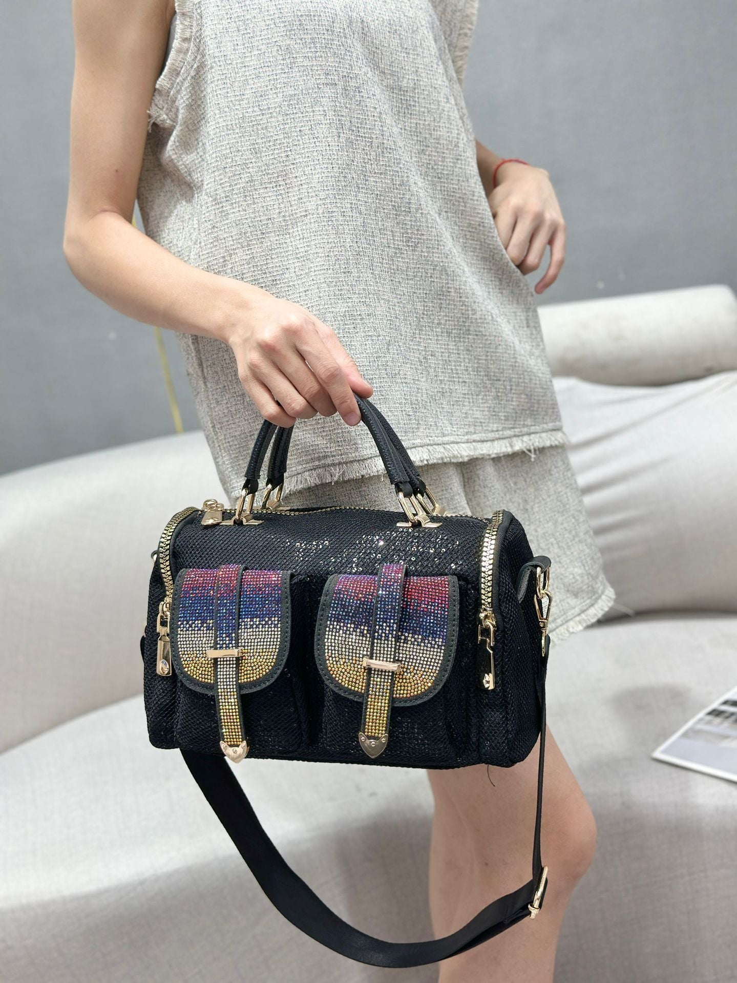 Creative Women's Rhinestone Sequins Large Capacity Bags