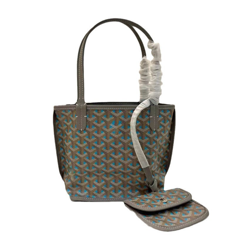 Women's Genuine Leather Dog Teeth Double-sided Shopping Bags