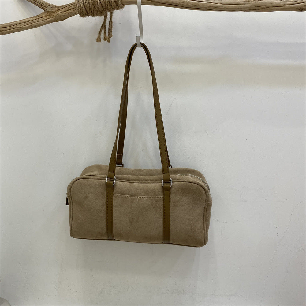 Women's Contrast Color Suede Autumn Fashion High Sense Bags