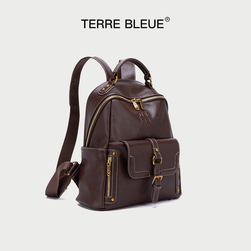 Women's Large Capacity Soft Leather Commuter Fashion Backpacks