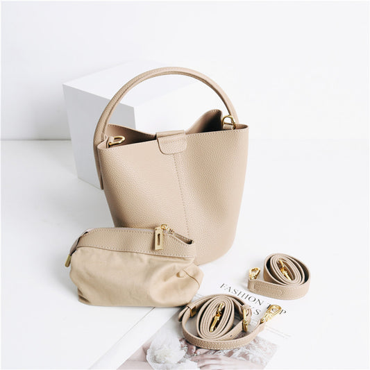 Women's Leather Cowhide Fashion Lychee Pattern Design Shoulder Bags