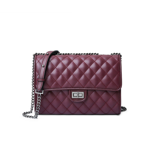 Women's Scarecrow Genuine Leather Rhombus Chain Female Classic Shoulder Bags