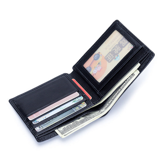 Women's & Men's & Sheepskin Hand-woven Short Genuine Leather Classic Fold Large Capacity Men's Wallets