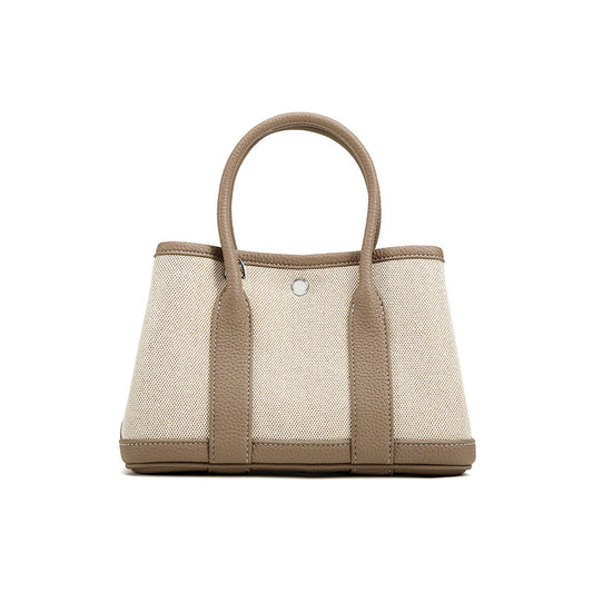 Layer Cowhide With Canvas Version Genuine Tote Bags