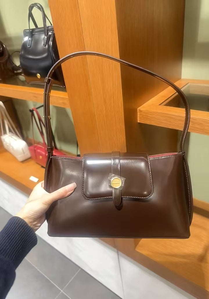 Underarm Raw Leather Portable Simple Commuter Style Shoulder Bags