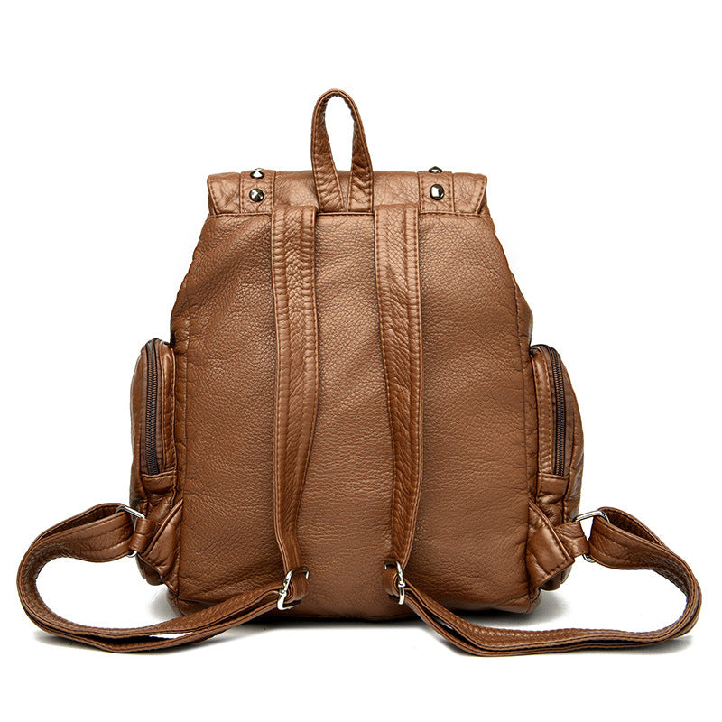 Women's Rivet Fashion Washed Leather Trendy Bags