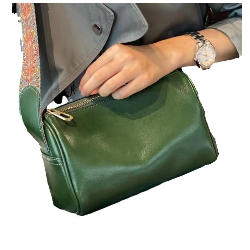 Women's Layer Cowhide Leather Pillow Fashion Retro Shoulder Bags