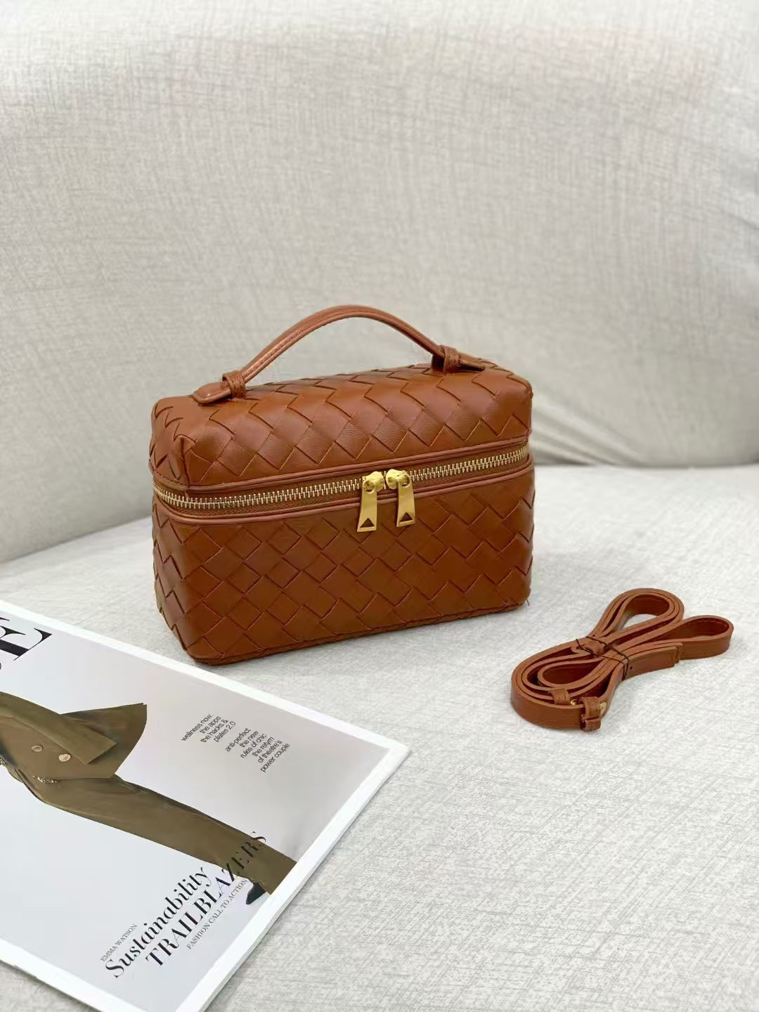 Leather Hand-woven Vintage Weave Lunch Box Backpacks