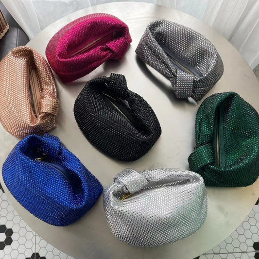 Women's Knotted Crystal Stylish Good Texture Portable Handbags