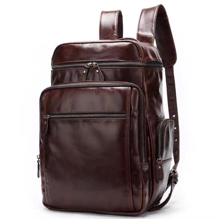 Large Capacity Computer Unisex Genuine Leather Backpacks