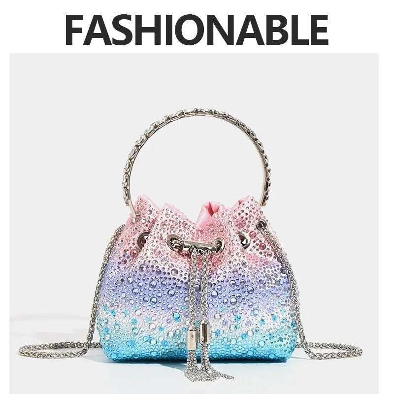 Shiny Advanced Rhinestone Sequins Chain Portable Evening Bags