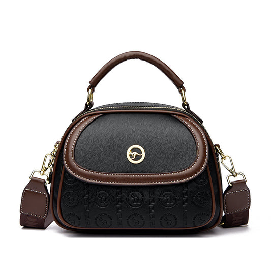 Women's Cattlehide Leather Fashion Trendy Wide Strap Handbags