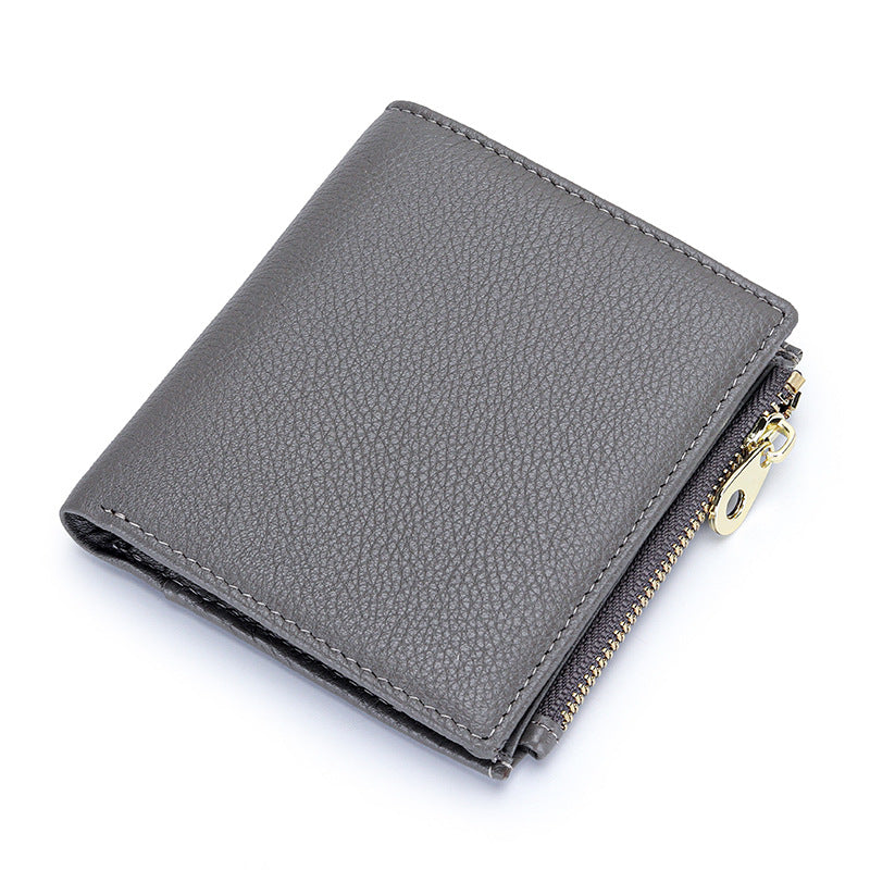 Women's Pure Leather Short High-grade First Layer Cowhide Natural Ladies Wallets