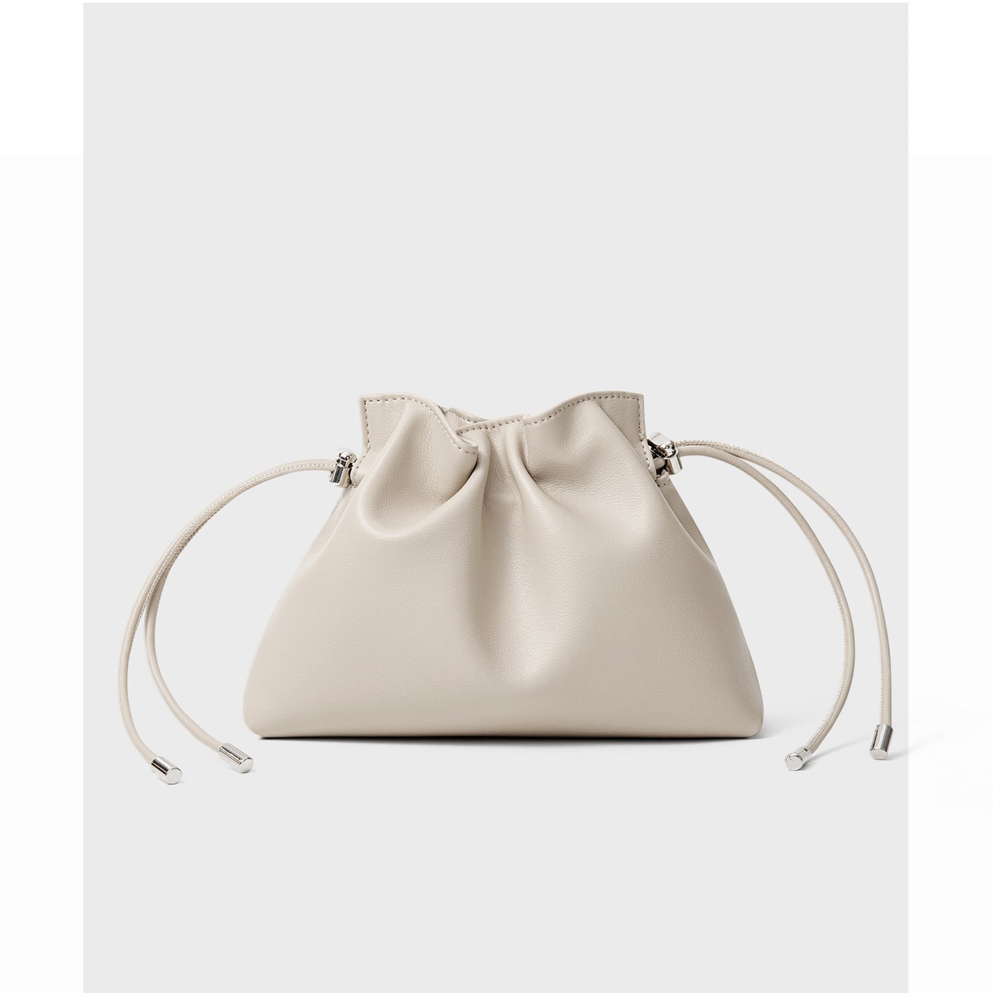 Women's Cowhide Pleated Cloud Drawstring Leisure Soft Crossbody Bags