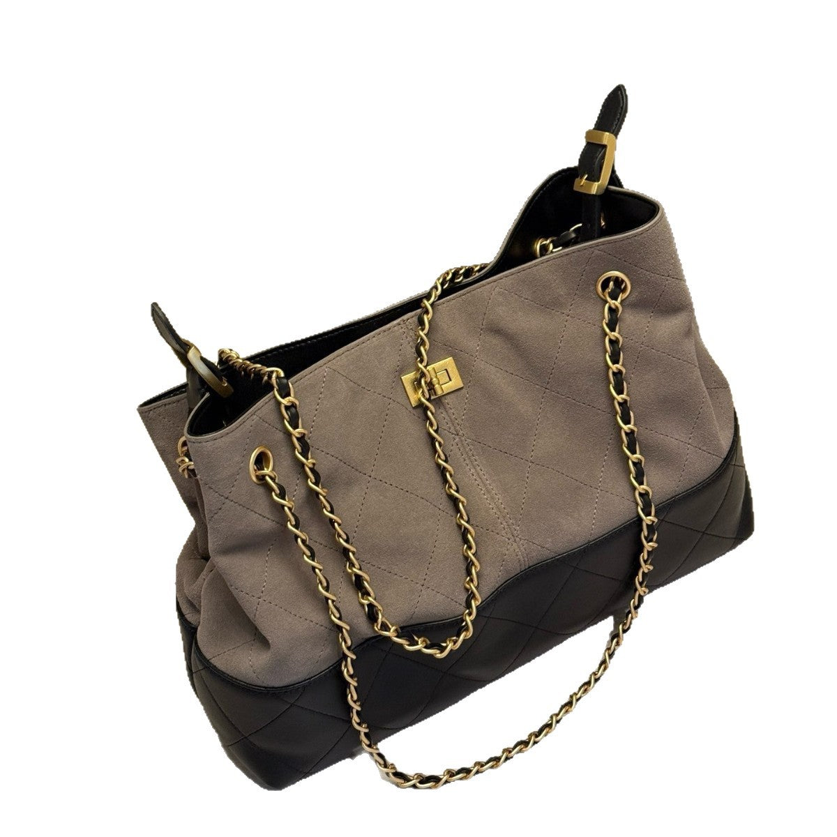 Classic Style Suede Color Matching Underarm Diamond Tote Bags