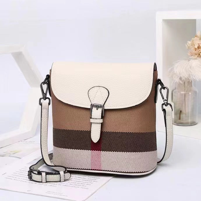 Women's Trendy Genuine Leather Fashionable Cowhide Plaid Shoulder Bags