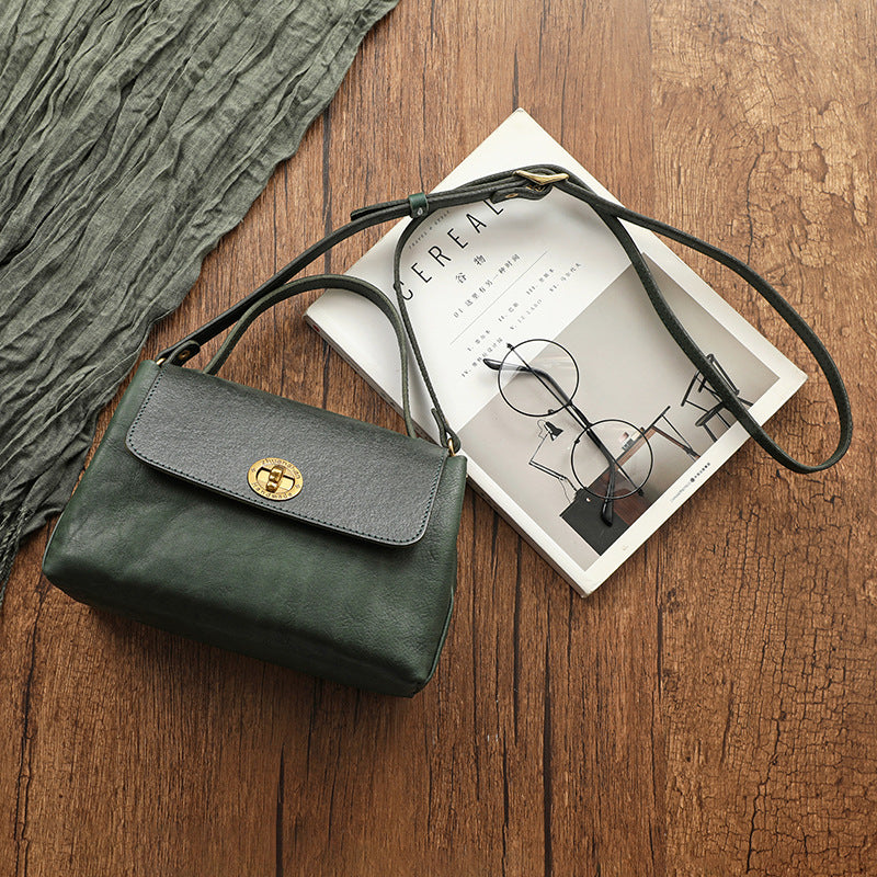 Leather Vintage Brass Hardware Thickness Match Crossbody Bags
