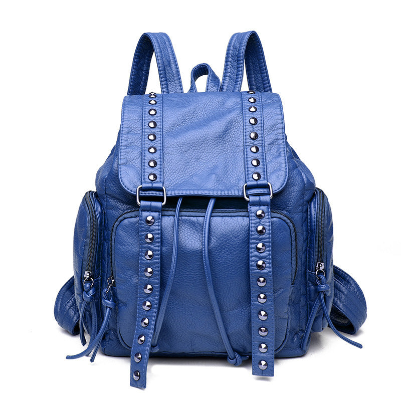 Women's Rivet Fashion Washed Leather Trendy Bags